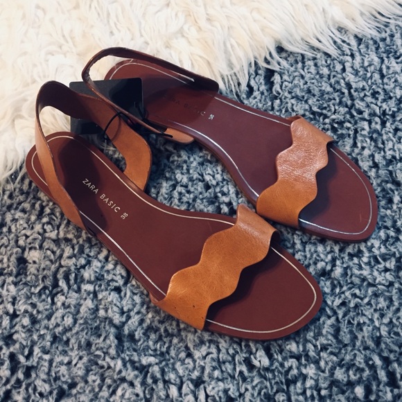 zara basic collection sandals brown vinyl size 7.5